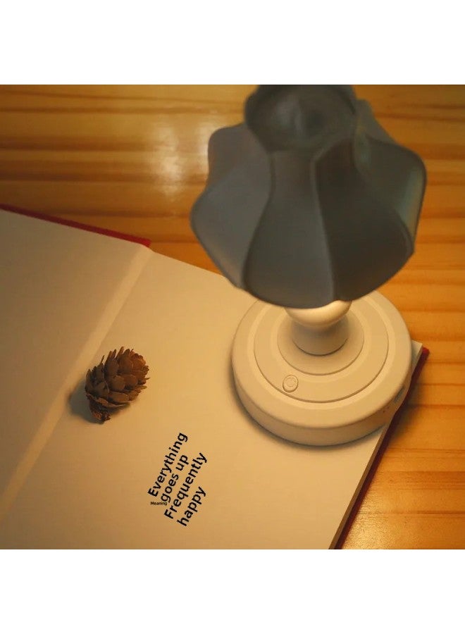 European Mini Nightlight Nostalgic Retro Style Rechargeable Table Lamp Bedroom Bedside LED Eye Protection Lamp Manufacturers-Color:LD05 Lotus Rose Red  - Image 4
