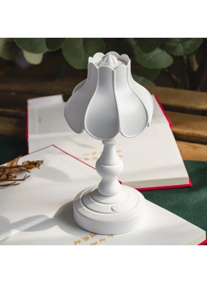 European Mini Nightlight Nostalgic Retro Style Rechargeable Table Lamp Bedroom Bedside LED Eye Protection Lamp Manufacturers-Color:LD05 Lotus Rose Red  - Image 2