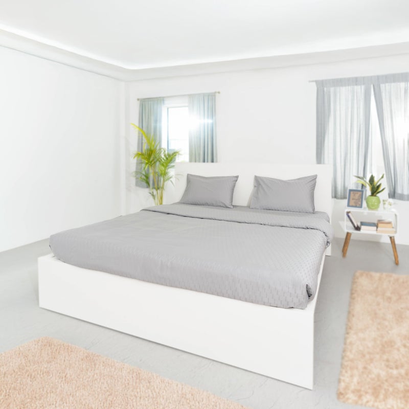 Oyvu Luxury Duvet Cover | 300 TC | 100% Cotton | Alloy Color | Premium Steps Design for Bedroom | Lightweight Duvet Cover for Duvet | Size- 92” x 102” inch - Image 1