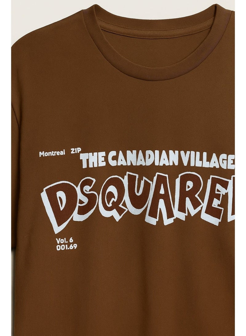 DSQUARED2 Men’s Brown Graphic T-Shirt – Premium Cotton Casual Streetwear Top - Image 4