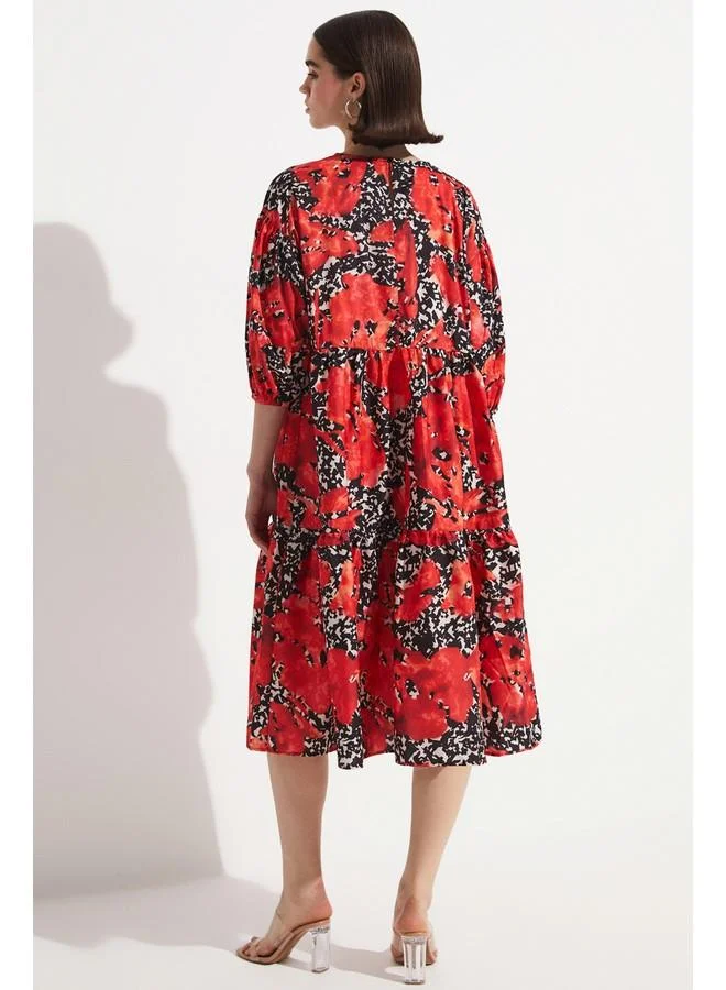 JUNE Floral Print Midi Dress