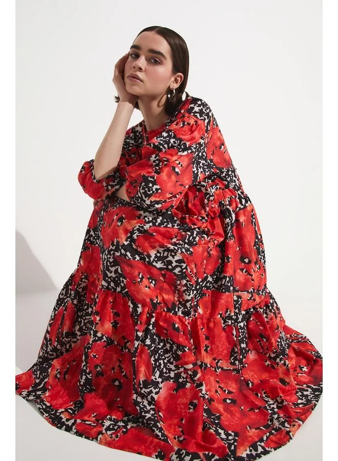 JUNE Floral Print Midi Dress