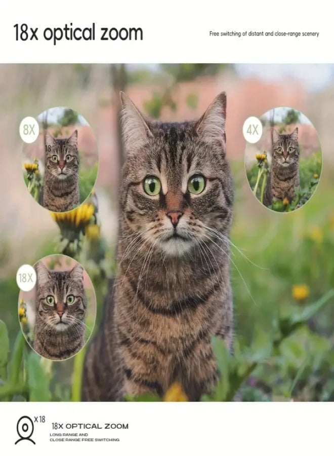 4K digital camera. cameras digital with 64GB card. 18X zoom digital camera. 4k Kids Camera 64MP Point and Shoot. Small, portable digital camera. camera for kids and adults, suitable for travel. White. - Image 2