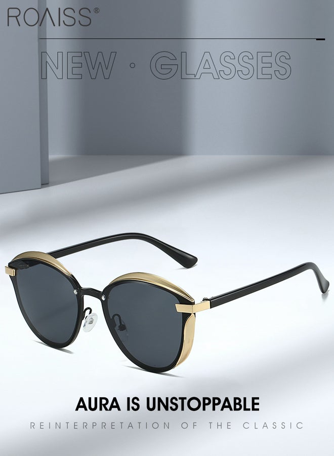 رويس نظارة شمسية كبيرة الحجم مستقطبة على شكل عين القطة للنساء بحماية من الأشعة فوق البنفسجية 400 مع إطار معدني وكمبيوتر شخصي، نظارات شمسية عصرية مضادة للتوهج للقيادة وصيد الأسماك والسفر، مقاس 62 مم - Image 5