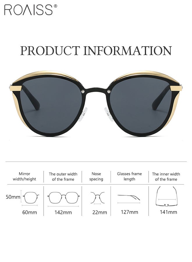 رويس نظارة شمسية كبيرة الحجم مستقطبة على شكل عين القطة للنساء بحماية من الأشعة فوق البنفسجية 400 مع إطار معدني وكمبيوتر شخصي، نظارات شمسية عصرية مضادة للتوهج للقيادة وصيد الأسماك والسفر، مقاس 62 مم - Image 3