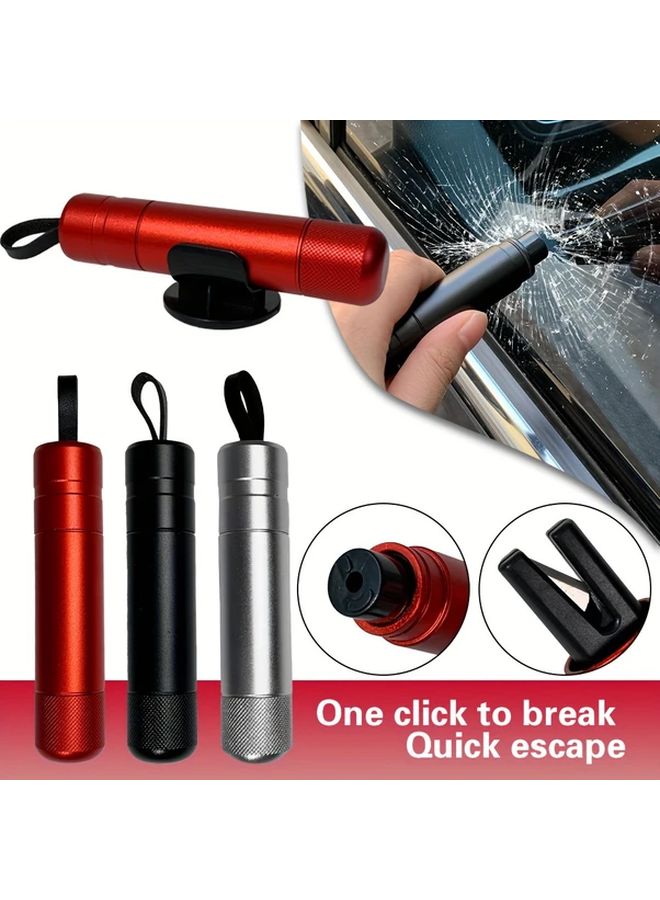 1pc Car Safety Escape Hammer Aluminum Alloy Emergency Underwater Window Breaker Dual Purpose Cutting Seat Belt Quick Escape Tool For Broken Car Windows Black - Image 1