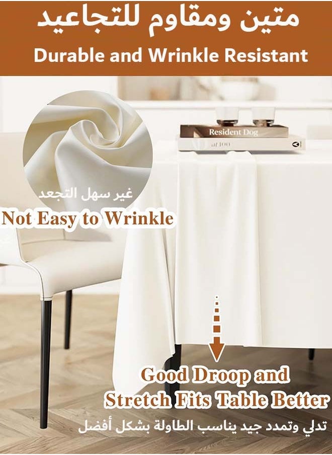 YIM-VIBEHAUS Table Cloth, Elegant Creamy Color Tablecloth, Water and Oil Resistant Desk Cover for Dining Room 140*200CM  - Image 3