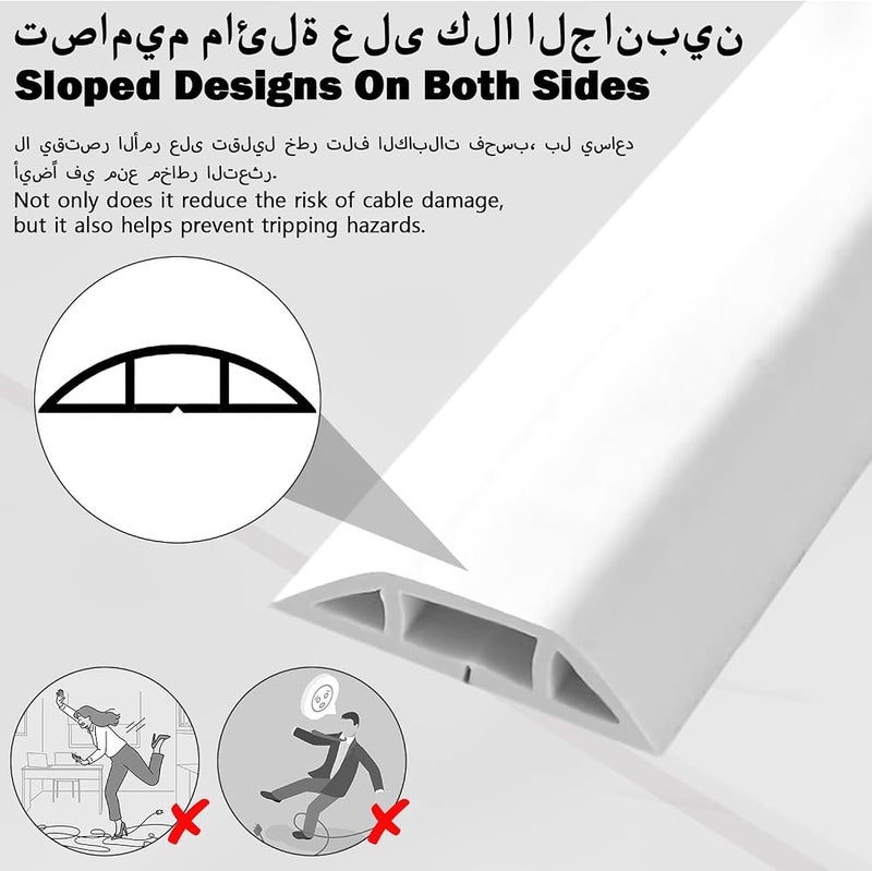 Azulmart 5m/16.4ft Wire Cover Raceway Self-Adhesive PVC Floor Cable Cover Heavy Duty - Image 3