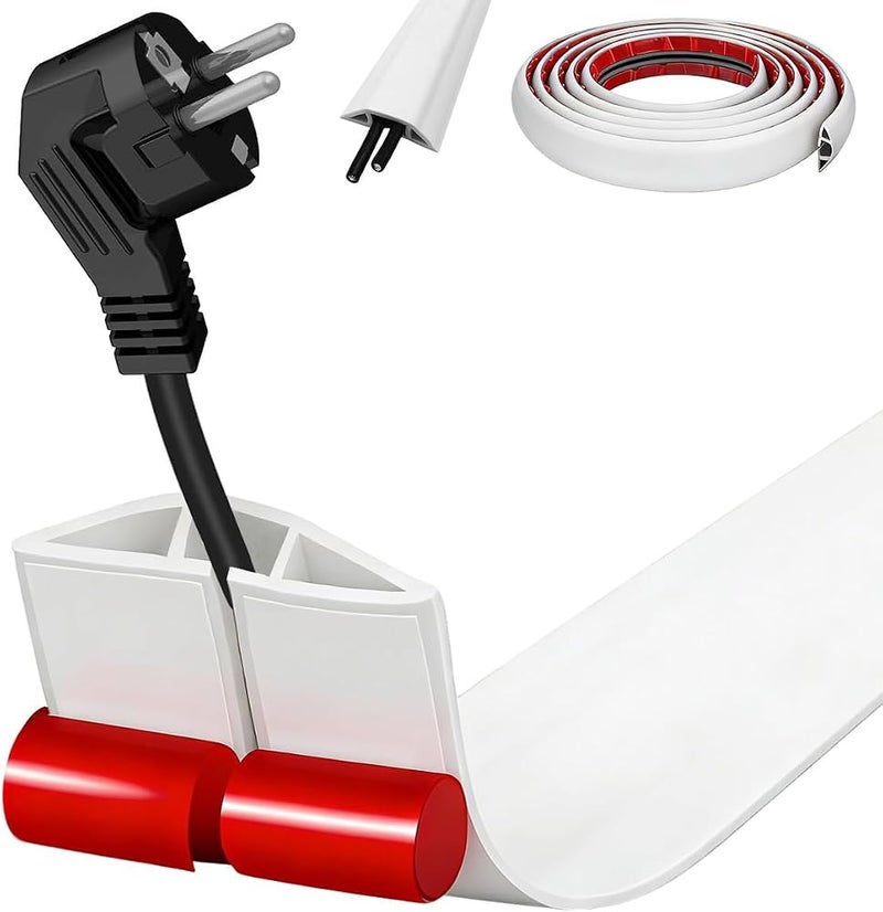 Azulmart 5m/16.4ft Wire Cover Raceway Self-Adhesive PVC Floor Cable Cover Heavy Duty - Image 1