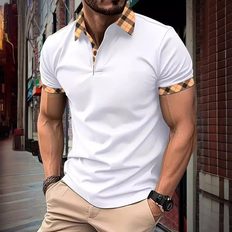 Men's Slim Fit Short Sleeve Polo Shirt with Turn-Down Collar - Image 2