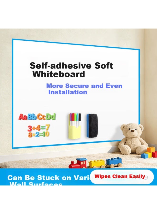 Pancai 60x90cm Self-adhesive Magnetic Soft Whiteboard Wall Sticker Home Kids Doodle Drawing Board Office Writing Board Student Teaching Magnetic Blackboard Cuttable Message Board Photo Wall - Image 1