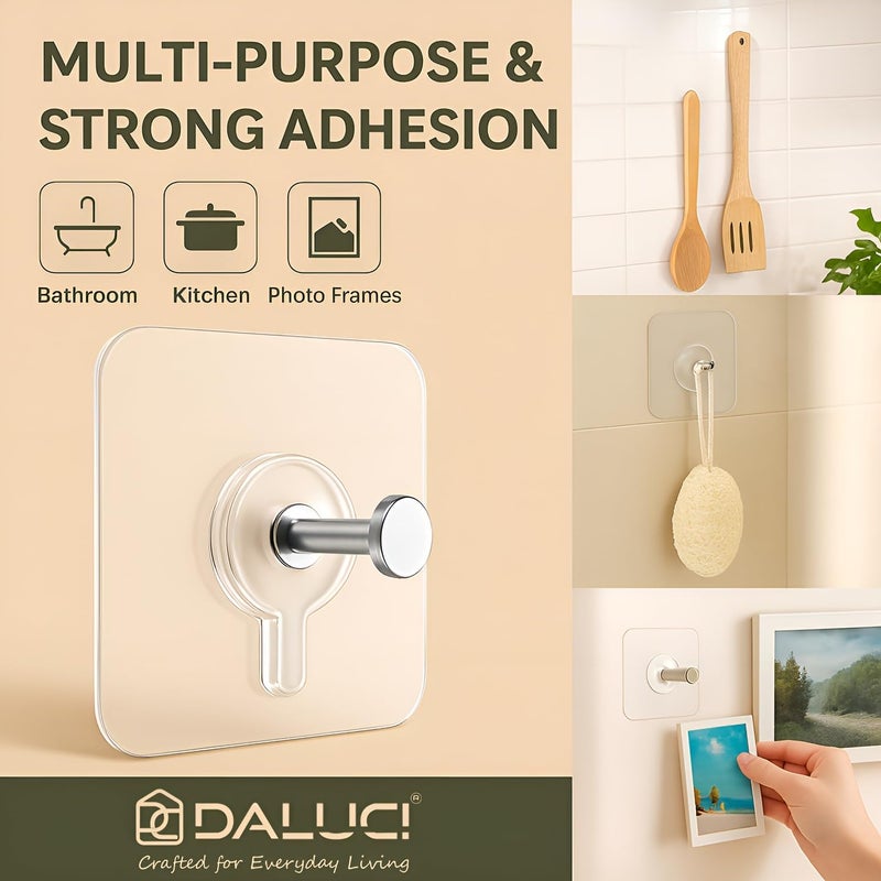 DALUCI Self Adhesive Wall Hooks 15 Pcs – Heavy Duty Nail-Free Hooks for Wall Heavy Items | Photo Frame Hooks Without Drilling | Strong Sticky Hook for Frames, Clocks & Keys (Photo Frame Hook, 15) - Image 4