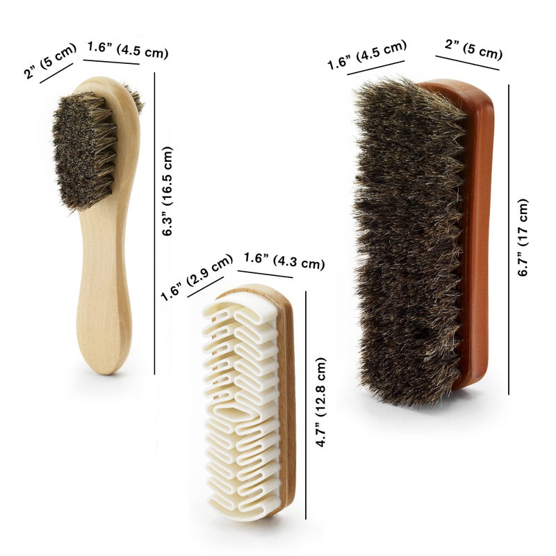 Stone and Clark Variety Shoe Brush Kit - Double-Sided Shoe Polish Applicator & Horse Hair Brushes for Polishing - Nubuck & Suede Brush for Shoes, Soft Leather Cleaning with Microfiber Cloth  - Image 5
