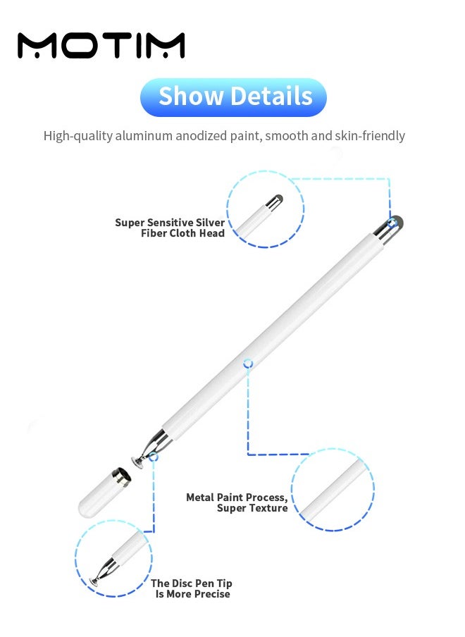 Motim - Universal Stylus Pen for Touch Screens, Passive Stylus Pens with Palm Rejection for Precise Writing/Drawing, for iPad, iPhone, Samsung, iOS/Android Smart Phone and Other Tablets Stylus Pencil - Image 1