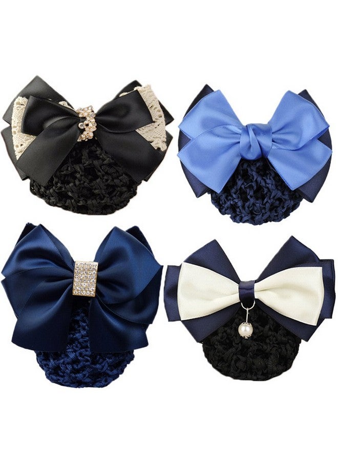 kilofly 4Pc Women'S Twoway Snood Net Bow Barrette Hair Clip Bun Cover Set - Image 1