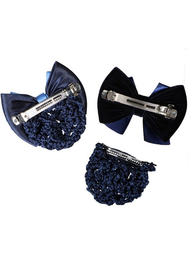 kilofly 4Pc Women'S Twoway Snood Net Bow Barrette Hair Clip Bun Cover Set - Image 2