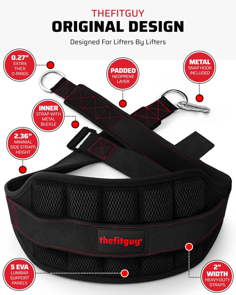 THEFITGUY Ultimate Belt for Belt Squats, Rack Attachment and Squat Machine, Structured Back Support, Stays Low During Down Movement, Padded Hip & Thigh Area, Buckle Strap - No Sliding Down, Heavy Duty - Image 2