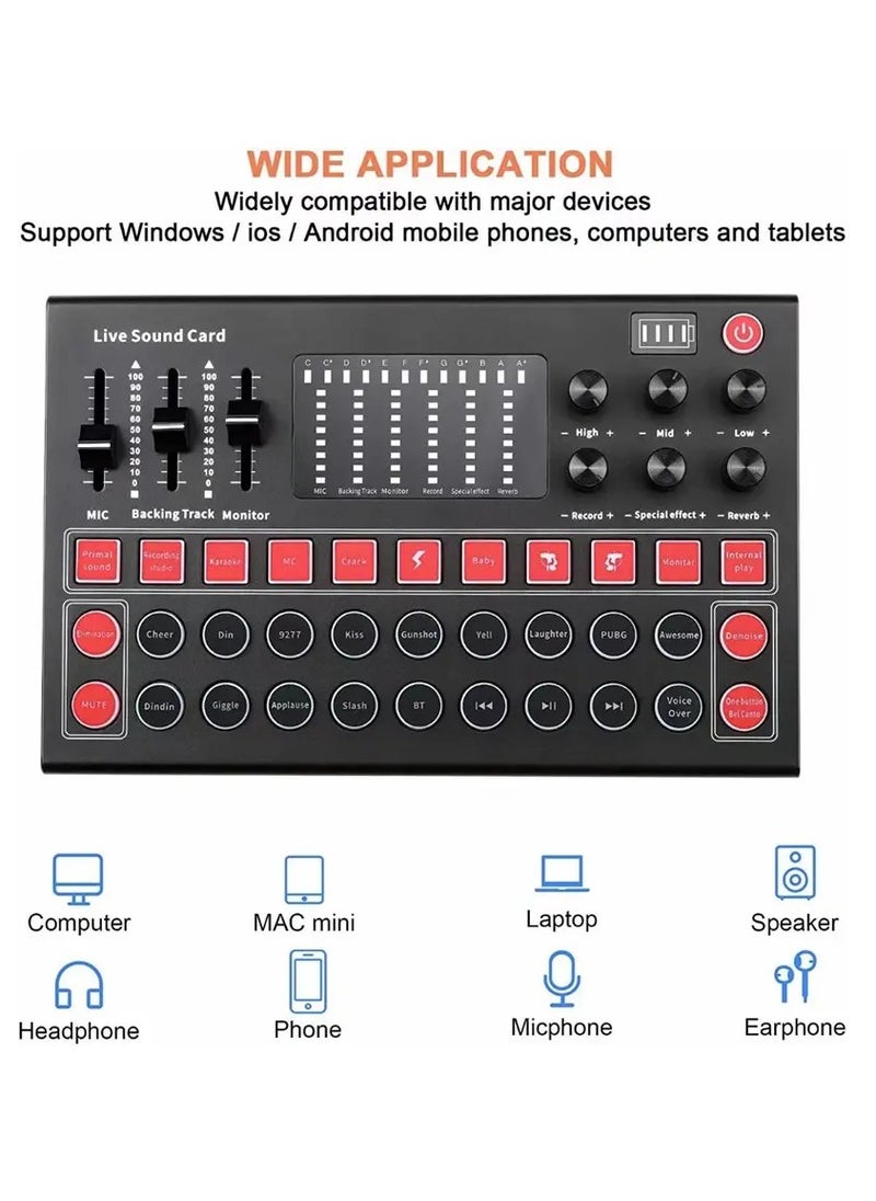 Generic M9 USB Mixer Musical Professional Soundcard Audio Interface Studio Recording Sound Cards for Live Stream Broadcast Mobile PC  - Image 2