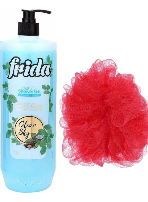Frida Bath & Shower Gel Clear Sky 1.2 L + Loofah Multicolor