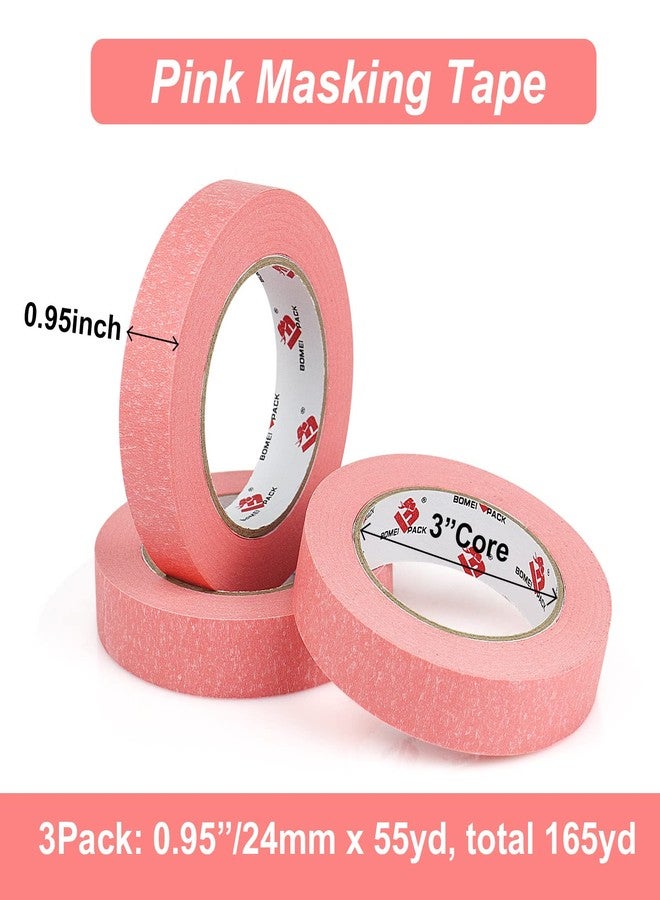 BOMEI PACK Pink Painters Tape 0.94-Inches x 55 Yards (3-Pack), Painters Masking Tape Bulk - Sharp Edge Line Technology, Produces Sharp Lines | Residue-Free and Artisan Grade Wall Trim Tape - Image 2