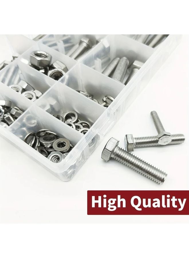 192pcs M6 M8 M10 Hardware Nuts And Bolts Assortment Kit Heavy Duty Metric Machine Screws Nuts Washers 304 Stainless Steel - Image 4
