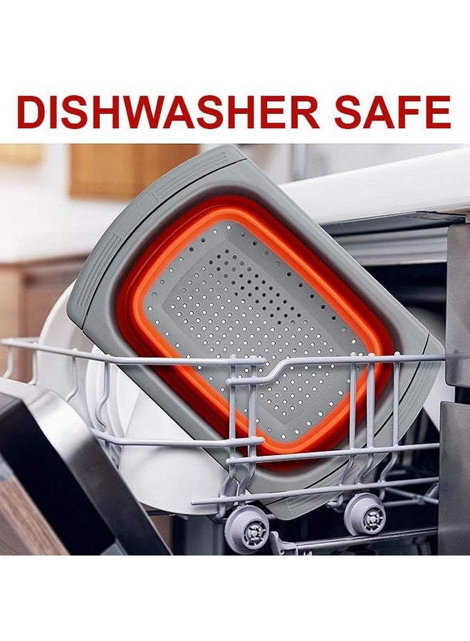 PRIME PICK مصفاة قابلة للطي مع مقابض قابلة للتوسيع و فرشاة سيليكون | مصفاة خضار/فاكهة فوق الحوض | سيليكون مقاوم للحرارة | تصميم قابل للتكديس وتوفير المساحة | مكرونة، خضار (أحمر) - Image 5