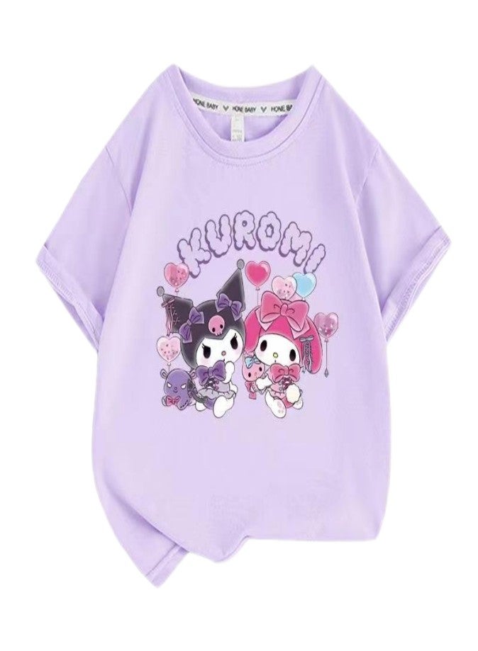 Kuromi Unisex Short Sleeve Stylish Top TShirt cotton Tee for Boys Girls Kid Children - Image 1