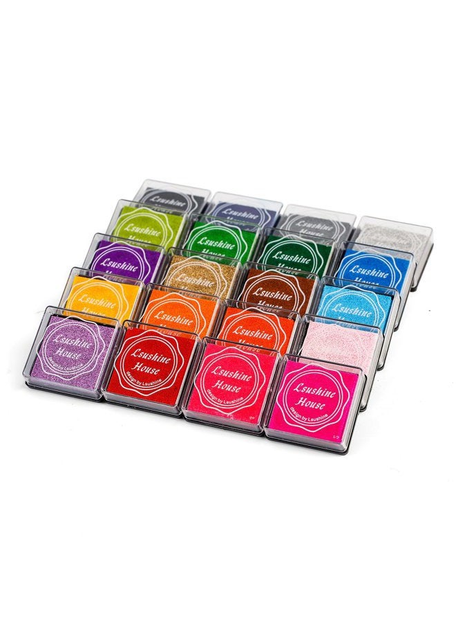 Lsushine Craft Ink Pad Stamps Partner Diy Color,20 Colors Rainbow Finger Ink pad for kids (pack of 20) - Image 1