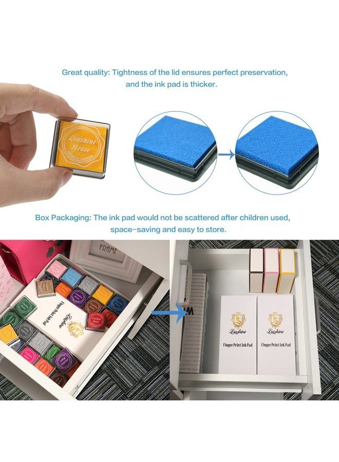 Lsushine Craft Ink Pad Stamps Partner Diy Color,20 Colors Rainbow Finger Ink pad for kids (pack of 20) - Image 3