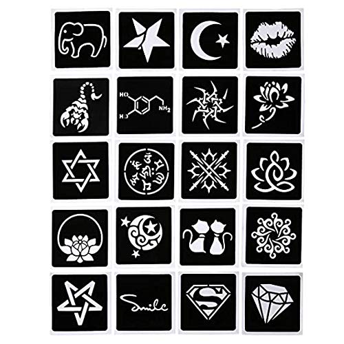 wumawu Temporary Tattoos Kit, 4Pcs Semi Permanent Tattoo Paste Cones, India Body DIY Art Painting for Women Men Kids, Summer Trend Hand Plaste with 3 Colors(1Pc Bottle,4Pcs Nozzles)20Pcs Adhesive Stencil - Image 2