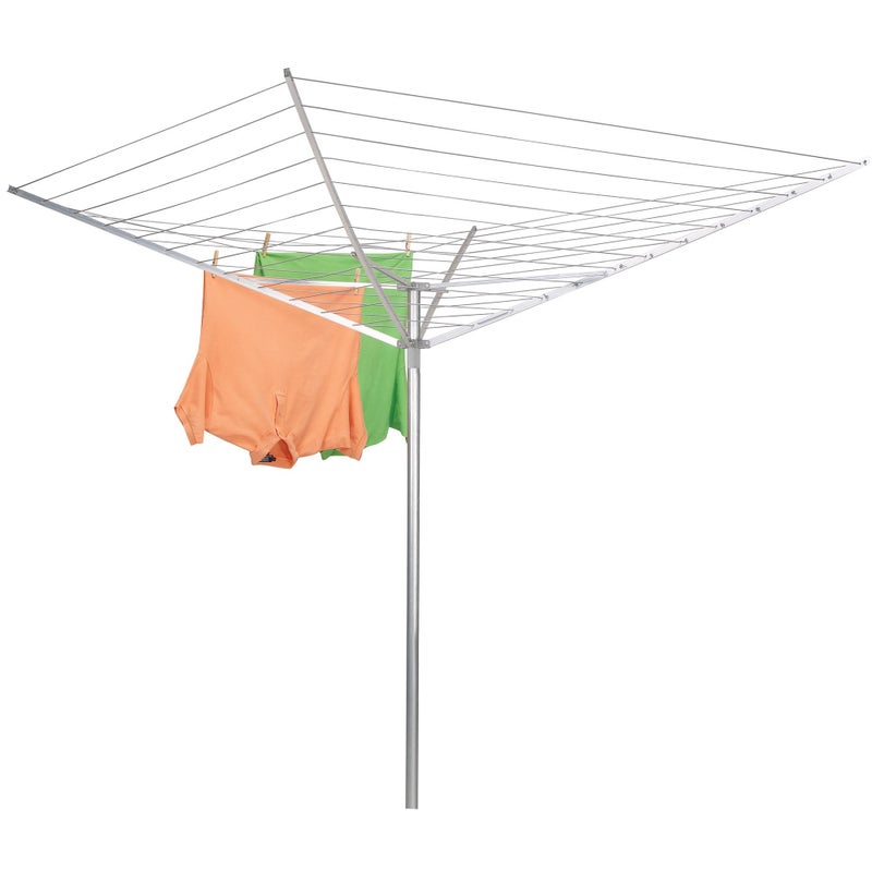 Household Essentials 17120-1 Rotary Outdoor Umbrella Drying Rack | Aluminum Arms and Steel Post | 12-Lines with 165 ft. Clothesline - Image 1