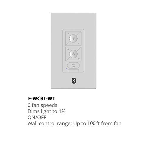 Modern Forms 6-Speed Ceiling Fan Bluetooth Hardwired Wall Control with Single Pole Wallplate for Modern Forms Smart Fans - Image 2