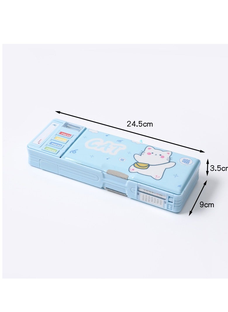 CAT Pop Up Uni corn Pencil Case, Multifunction Stationery Organizer Box with Timetable, Sharpener, and Scissors, Cute Supplies, Best Birthday Present Gift Box (Cat) - Image 2