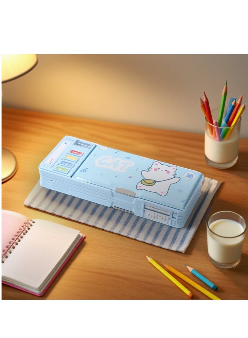 CAT Pop Up Uni corn Pencil Case, Multifunction Stationery Organizer Box with Timetable, Sharpener, and Scissors, Cute Supplies, Best Birthday Present Gift Box (Cat) - Image 3