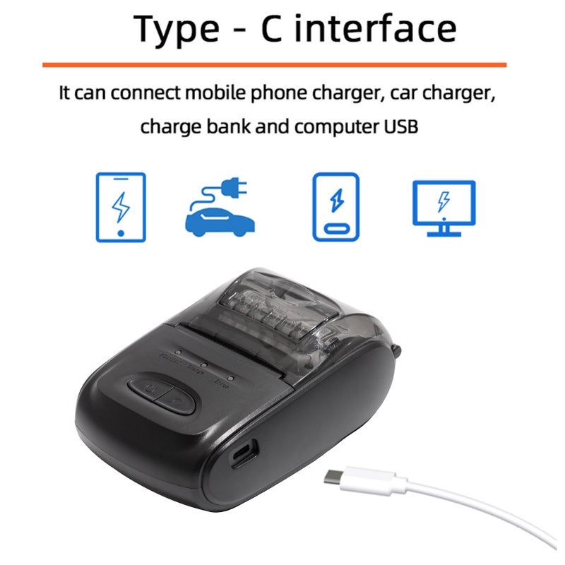 Receipt Printer Portable 58mm Mobile Thermal Printer Wireless BT Mini Bill Ticket Printing Compatible with Android iOS Windows with 1pcs Thermal Paper Rolls for Restaurant Supermarket Retail Clothing - Image 2