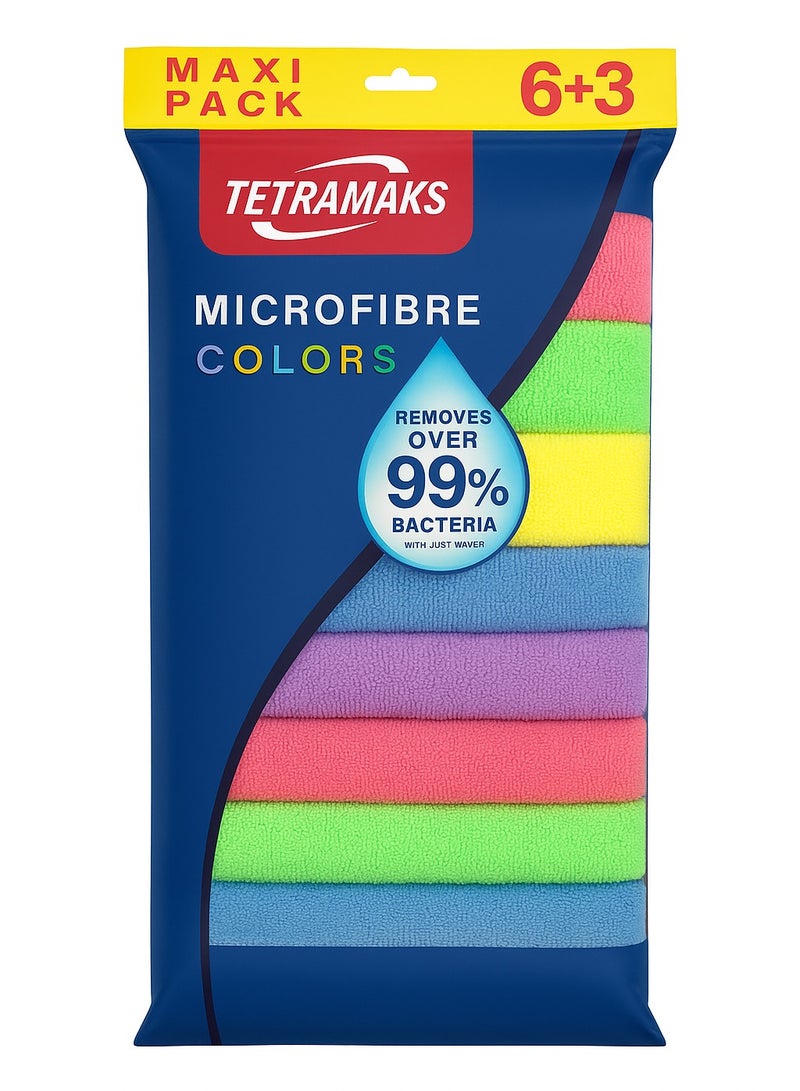 Tetra Maks 9-Piece Microfiber Cleaning Cloth Set – Multi-Color, Soft & Highly Absorbent, for Kitchen, Home, Car Cleaning - Image 1