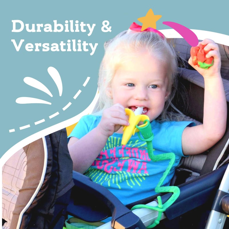 Brilli Baby Cup Catcher Patented Safety Tether Strap, Attach Sippy Cups, Bottles, Pacifiers & More to Stroller, High Chair, Car Seat, Made in USA, Food Grade, Dishwasher Safe (Aqua & Navy) - Image 5