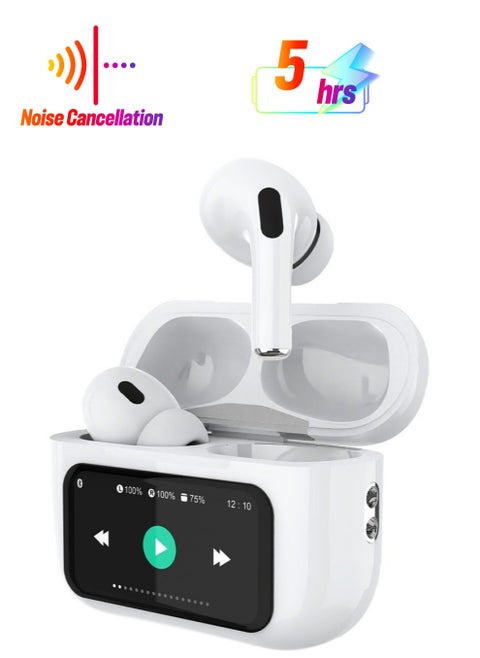 Wireless Screen Earbuds with Display Active Noise Cancelling Thumping Bass Multi Mode 5H Playtime Wireless Magsafe Charging Customized Sound Gaming Mode