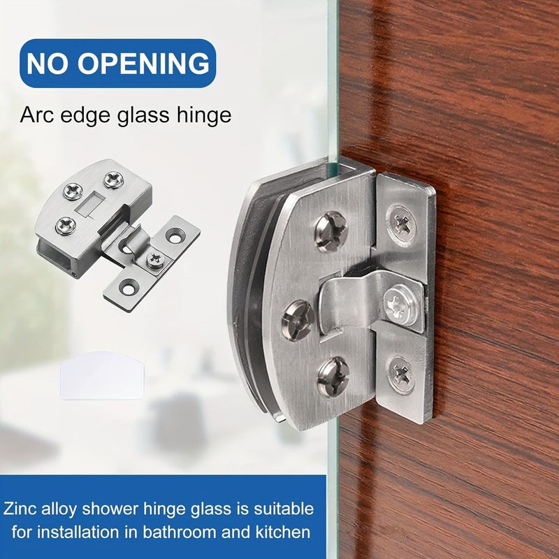 4 Pack Adjustable Zinc Alloy Glass Door Hinges 5 8mm Thickness Brushed Polished Finish No Drill Installation With Screws Transparent Film And Screwdriver For Display Cabinets And Kitchen Cabinetry - Image 5