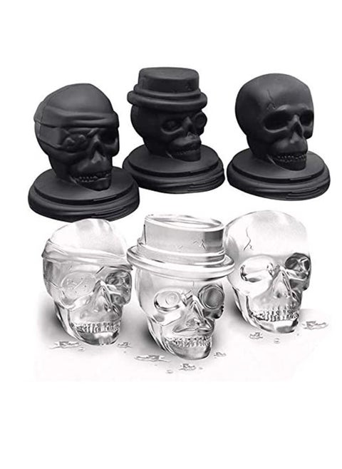 Skull Ice Cube Mold Flexible Silicone Creative 3D Trays Giant Ball Maker Reusable and BPA Free Perfect for Home Party