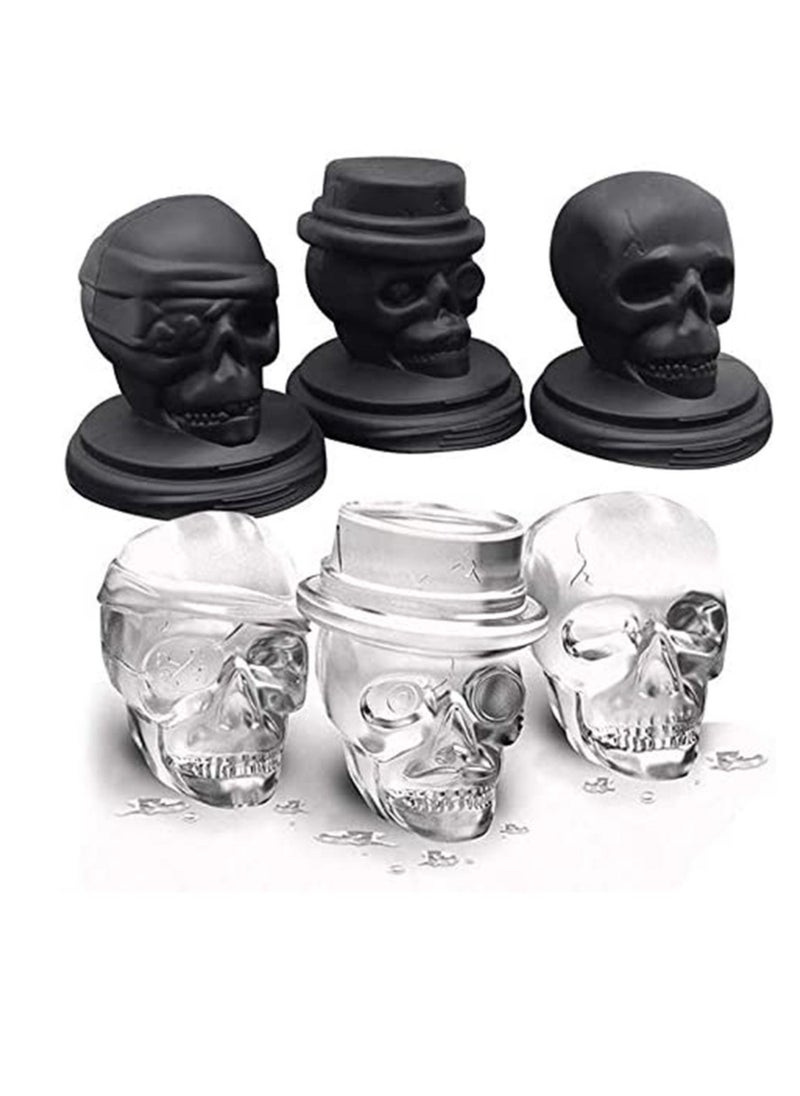 Skull Ice Cube Mold Flexible Silicone Creative 3D Trays Giant Ball Maker Reusable and BPA Free Perfect for Home Party
