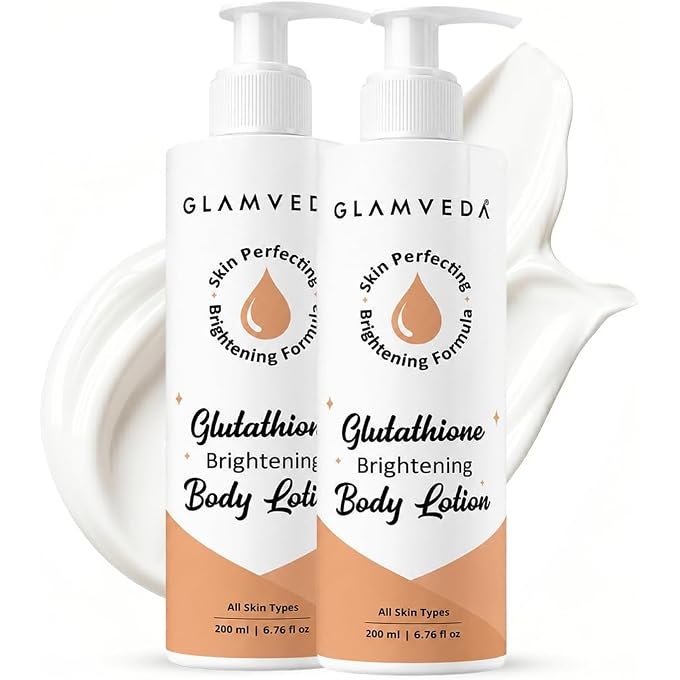 Glamveda Glutathione Body Lotion Moisturizer 200ml Pack Of 2 | 24hr Deep Moisturization | Skin Brightening | Non Greasy, Lightweight Hydrating Moisture for Glowing, Repairs & Softens Skin | All Skin - Image 1