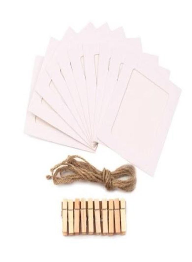 Paper Photo Frame Set With Wooden Clip And String