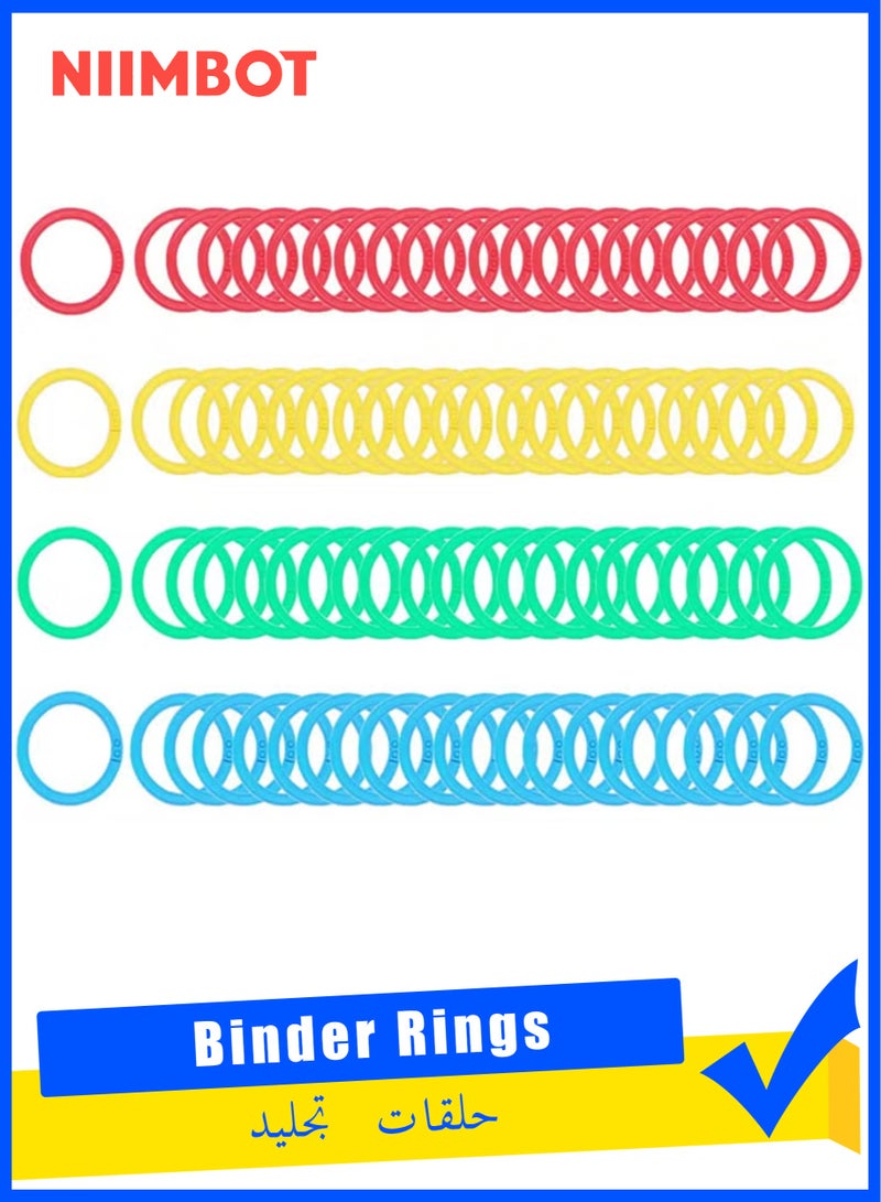 NIIMBOT 100pcs Loose Leaf Binder Rings, Plastic Binder Rings Colorful Book Loose Leaf Binder Rings Plastic Book Rings for Scrapbook Notebook Keychain - Image 1