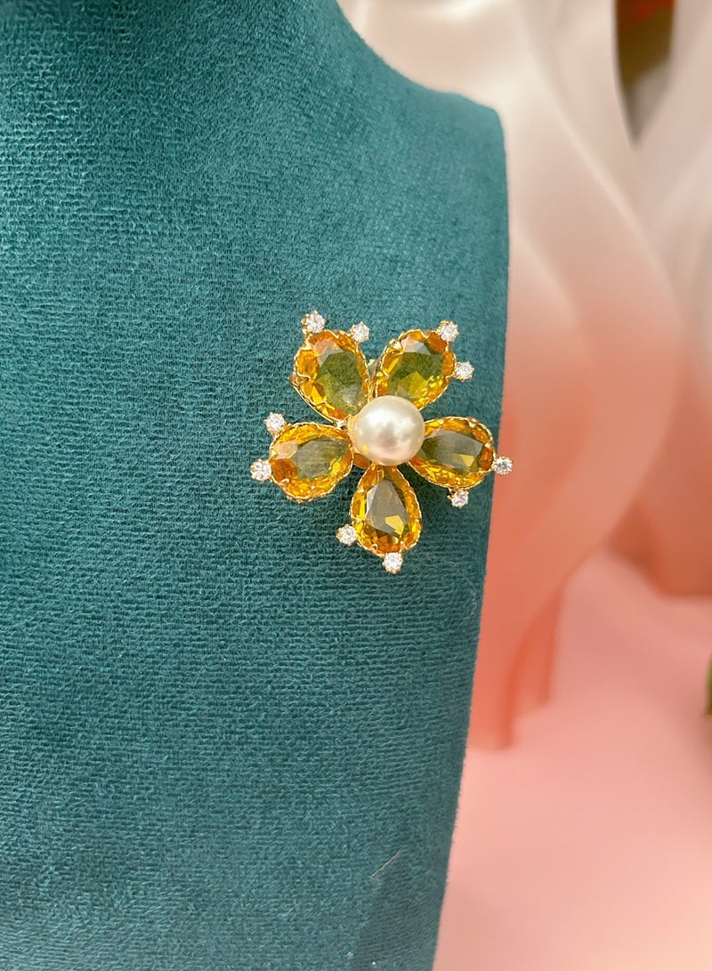 Japan and South Korea imitation crystal flower brooch girl personality pin collar pin anti-slip buckle cardigan suit jacket accessories - Image 2