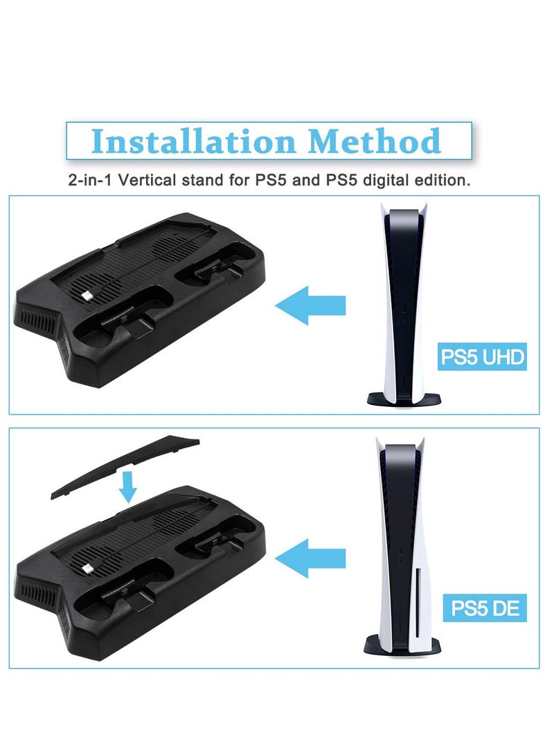 Loquat PS5 Cooling Fan Stand, Fast Charger for PS5 Dual Sense Controllers, PS5 Vertical Stand for PS5 Disc u0026 Digital Editions  - Image 4