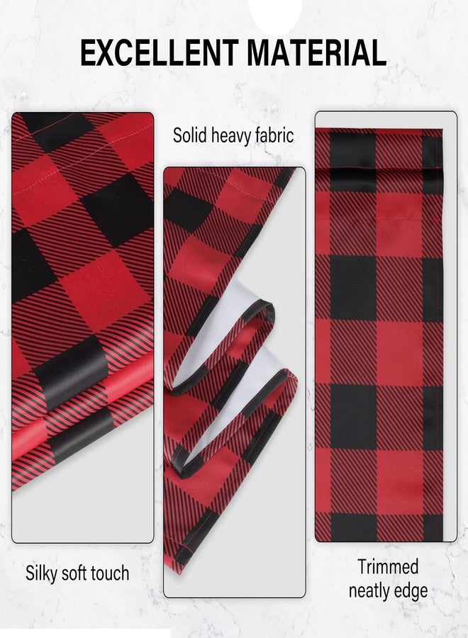 Simple Deluxe Buffalo Check Kitchen Tier Curtains, Plaid Gingham Small Curtain for Half Cafe Windows, 26" W x 30" L, Black and Red - Image 5