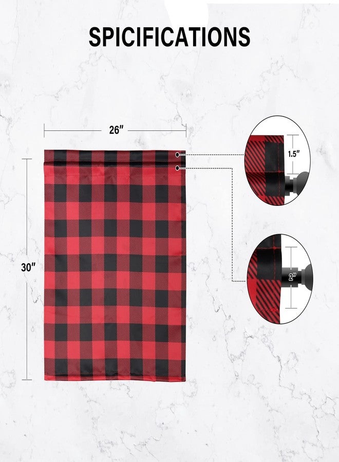 Simple Deluxe Buffalo Check Kitchen Tier Curtains, Plaid Gingham Small Curtain for Half Cafe Windows, 26" W x 30" L, Black and Red - Image 3