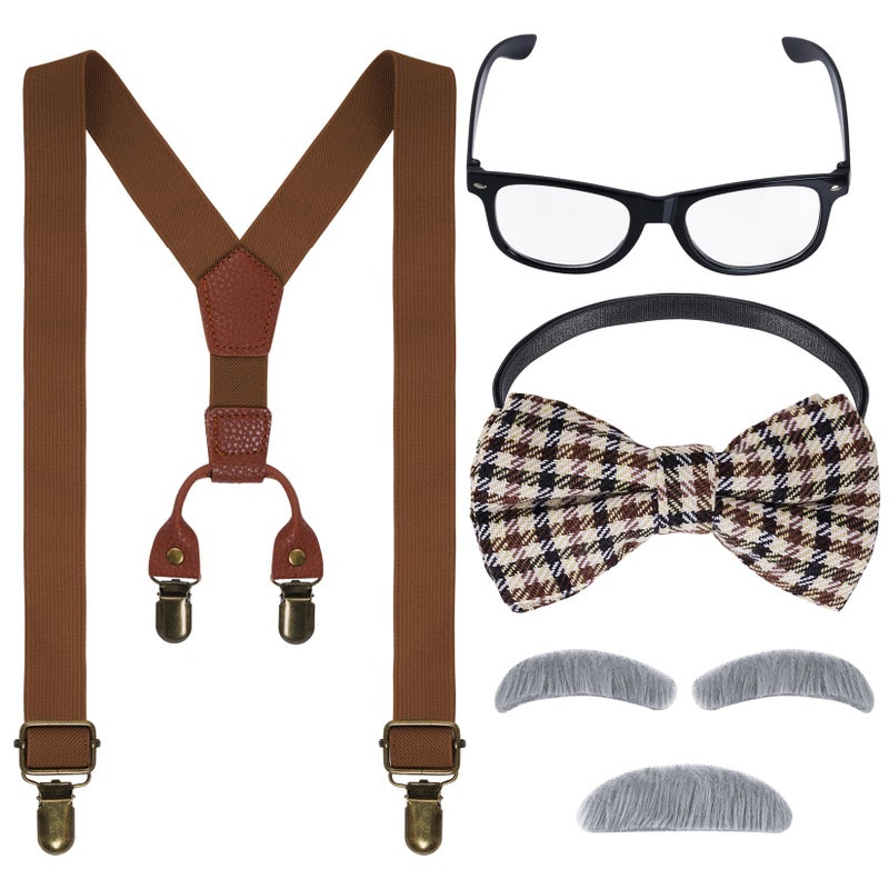 mifengda Kids Old Man Costume 100 Day of School Grandpa Costume for Boys 1920s Old Man Outfit Halloween Dress Up Set - Image 3