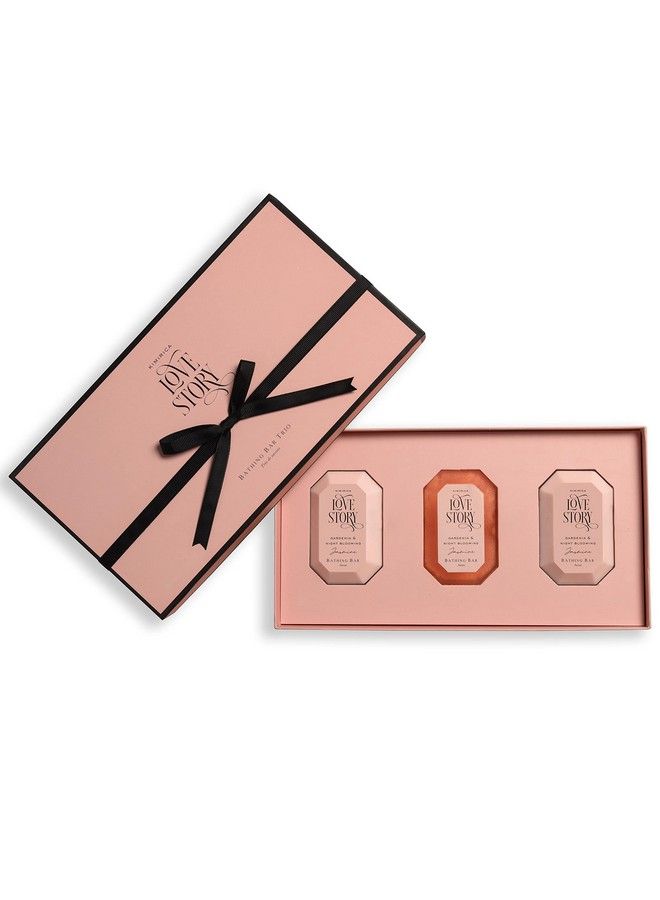 KIMIRICA Love Story Handmade Bathing Soap Bar Trio Gift Box With Goodness Of Shea Butter Ginkgo Biloba White Tea Extract Aloevera And Vitamin E 100% Vegan (3 X 85G) - Image 2